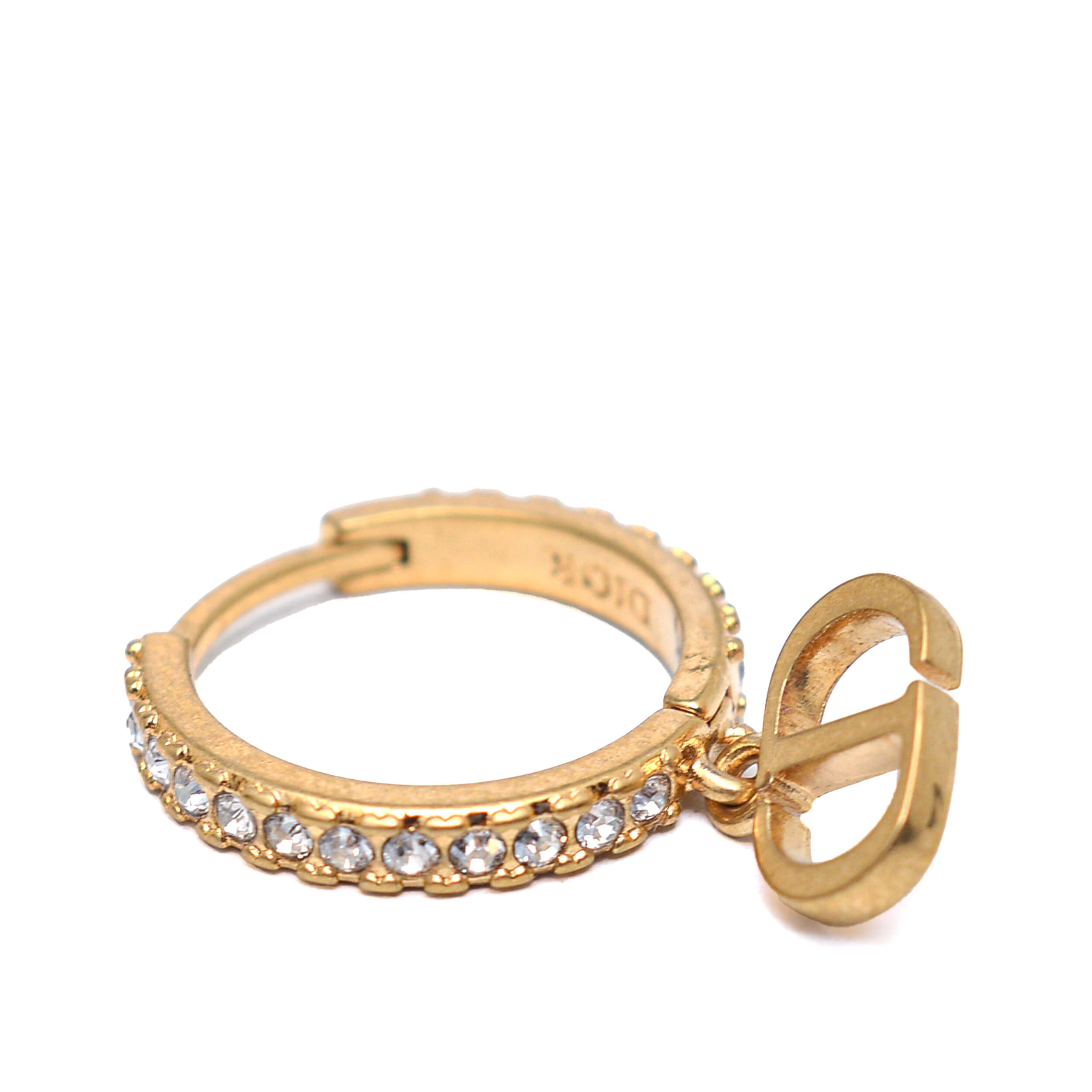  Christian Dior - Crystal & Pearl Charm Small Hoop Earrings In Gold Metal 
